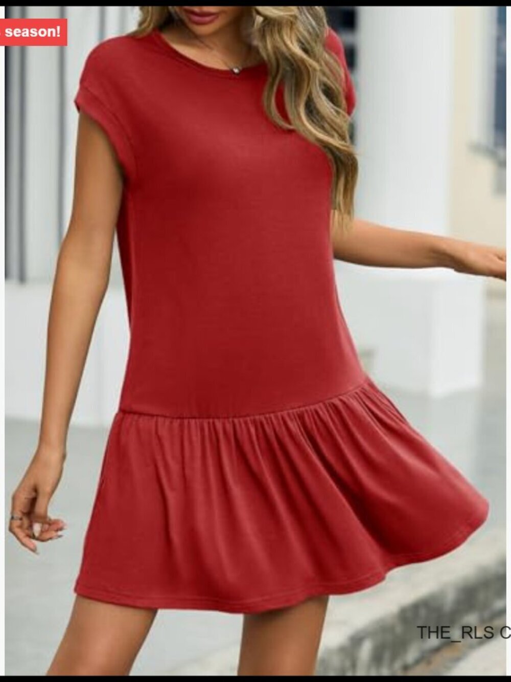 Summer T-Shirt Dress Casual Short Cap Sleeve Ruffle Hem Loose Mini - Picture 3 of 6